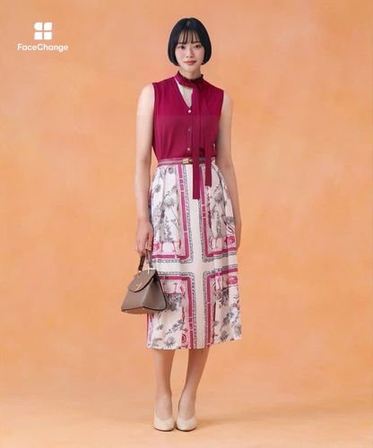 スカーフプリントタック スカート|ANAYI OFFICIAL ONLINE STORE