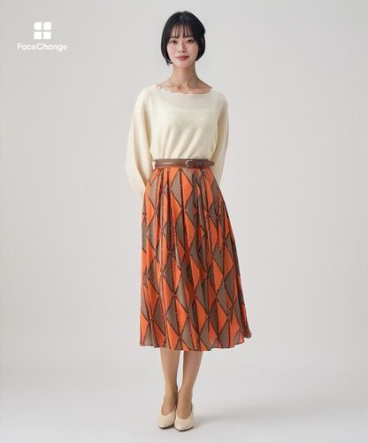 ベルトプリントランダムタック スカート|ANAYI OFFICIAL ONLINE STORE