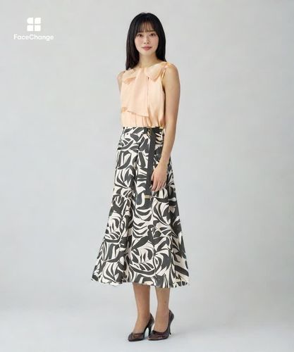 セットアップ対応商品】アートリーフサテンラップ スカート|ANAYI