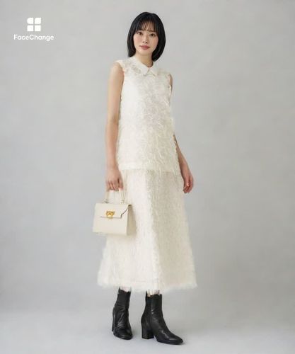 セットアップ対応商品】フェザーカットジャガードフレア スカート