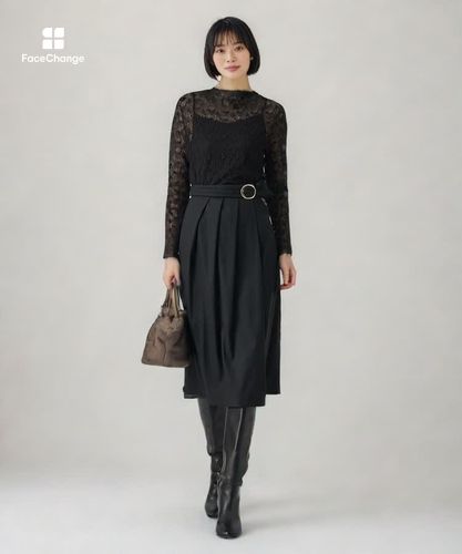 ソフトサキソニーアシメタックスカート|ANAYI OFFICIAL ONLINE STORE