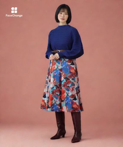 【979】新品　アナイ　シルエットフラワーフレア　スカート　黒　36 アートフラワータックフレア スカート|ANAYI OFFICIAL ONLINE STORE