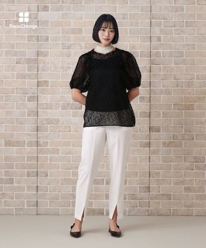 ラメカットジャガードパフスリーブ ブラウス|ANAYI OFFICIAL ONLINE