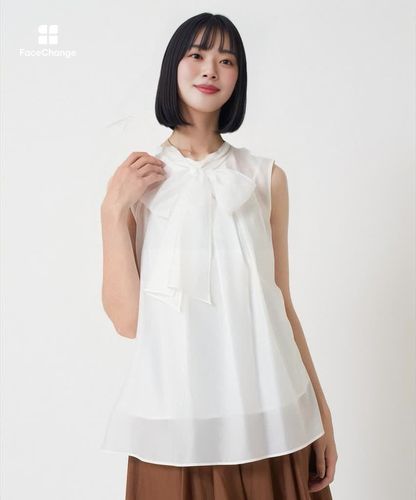 ソフトオーガンジーリボンボウタイ ブラウス|ANAYI OFFICIAL ONLINE