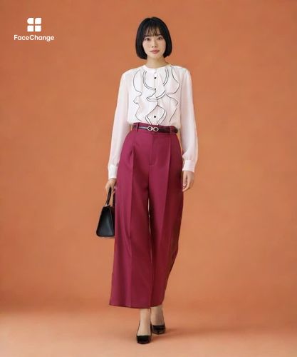 ジョーゼットバイカラーラッフル ブラウス|ANAYI OFFICIAL ONLINE