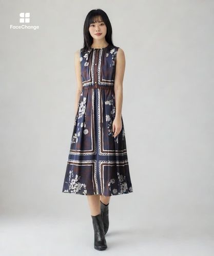 【美品】ANAYI ウェーブプリントタック ワンピース スカーフプリントタック ワンピース|ANAYI OFFICIAL ONLINE STORE