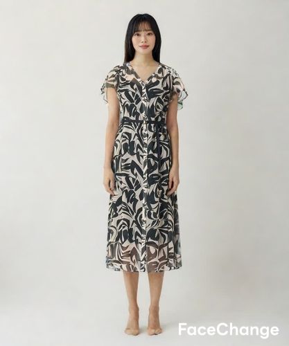 アートリーフシフォンロング ワンピース|ANAYI OFFICIAL ONLINE STORE