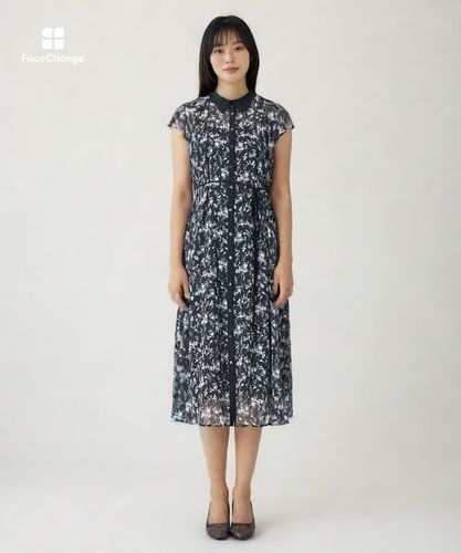 極美品★ANAYI半袖 シャツワンピース ロング★アナイ モノトーンフラワープリントシャツワンピース|ANAYI OFFICIAL ONLINE