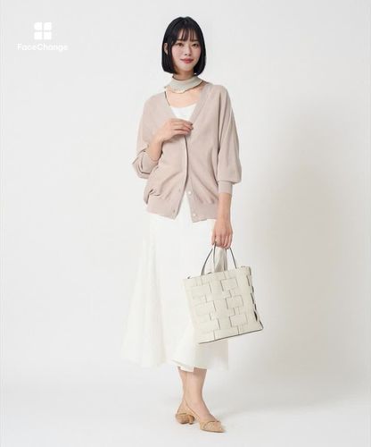コットンアセテートVネック カーディガン|ANAYI OFFICIAL ONLINE