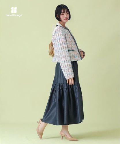 セットアップ対象商品】カラーミックスツイードノーカラー ジャケット