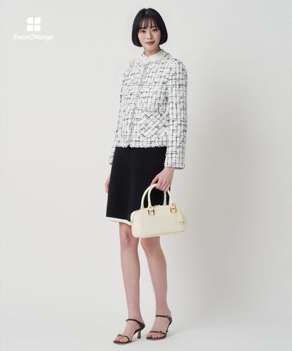 セットアップ対応商品】モノトーンツイードクルー ジャケット|ANAYI