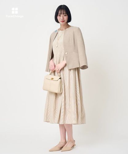 カラミリネンライクノーカラー ジャケット〈セットアップ対応商品