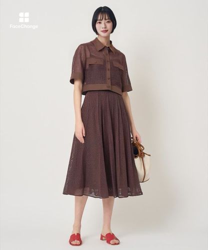 メッシュラッセル5分袖シャツブルゾン〈セットアップ対応商品〉|ANAYI