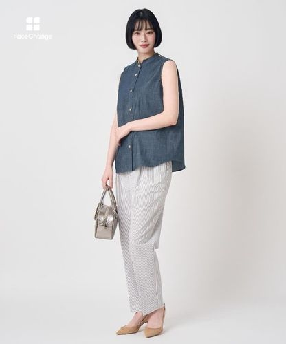 スラブシャンブレーノースリブラウス|ANAYI OFFICIAL ONLINE STORE
