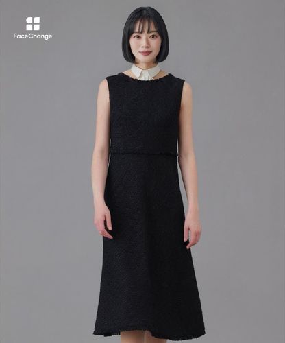 美品　 ANAYI 38 ノースリーブワンピース 黒白パターン トリアセリネンノースリーブ ワンピース|ANAYI OFFICIAL ONLINE STORE