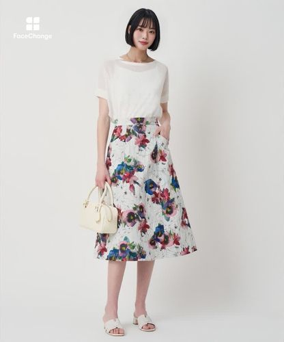 ふくれフラワージャガードフレア スカート|ANAYI OFFICIAL ONLINE