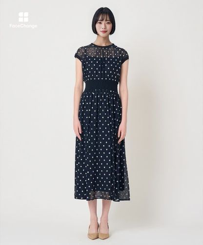 フラワー刺繍ドットフレア ワンピース|ANAYI OFFICIAL ONLINE STORE