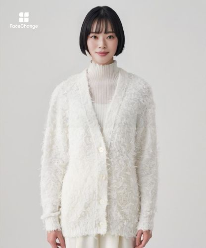 チュールシャギーVネックカーディガン|ANAYI OFFICIAL ONLINE STORE