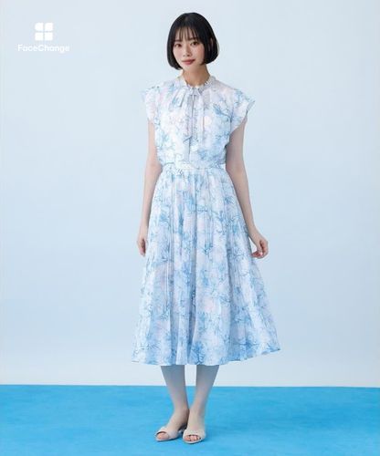 ANAYI ♡ フェザープリントロングプリーツスカート Coral プリントローンプリーツ スカート〈セットアップ対応商品