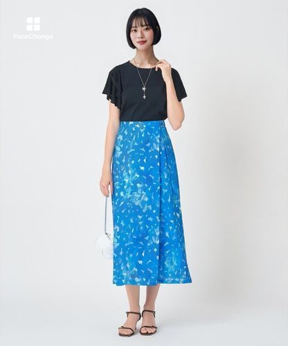 Veil Blue プリントラップ スカート|ANAYI OFFICIAL ONLINE STORE