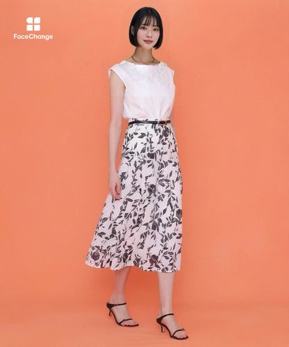 コットン刺繍プリントフレア スカート|ANAYI OFFICIAL ONLINE STORE