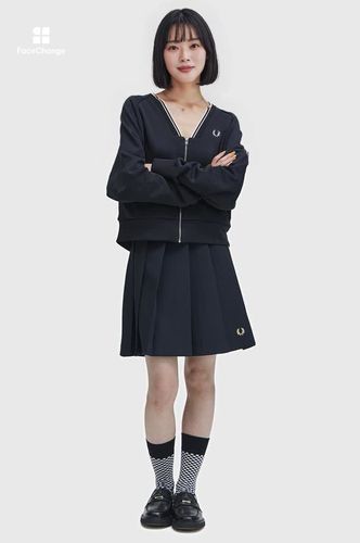 Sheer Tipped Sweatshirt Cardigan(10 102：BLACK): | FRED PERRY