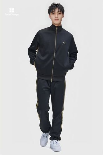 Stripe Tape Track Jacket(S 90A：BLACK / CHAMPAGNE): | FRED PERRY