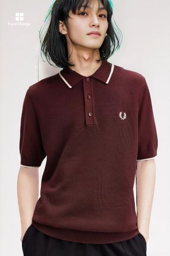 Pique Stitch Knitted Polo Shirt(M 597：OX BLOOD / ECRU): | FRED