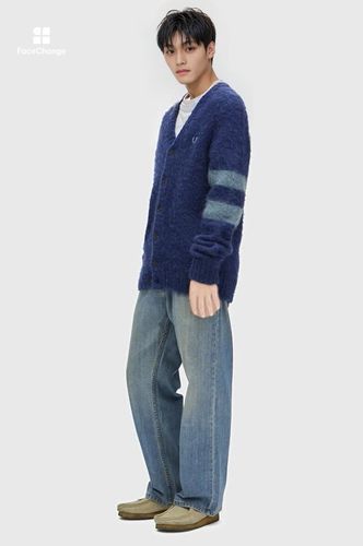 Chunky Tipped Sleeve Cardigan(M 143：FRENCH NAVY): | FRED PERRY