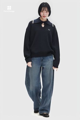 Wide Collar Knitted Shirt(10 37C：PLUM): | FRED PERRY JAPAN