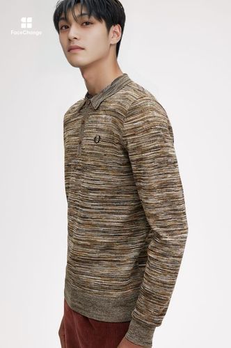 Space Dye Knitted Long Sleeve Shirt(M X54：SHADED STONE / ECRU