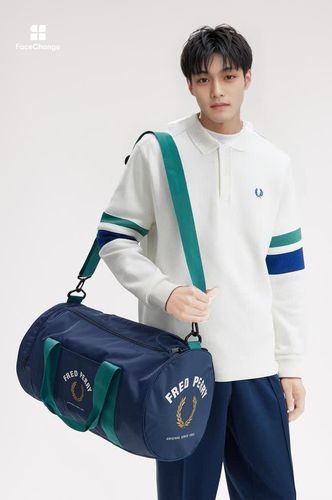 Sports Nylon Large Barrel Bag(1SZ X86：TENNIS BLUE): | FRED PERRY