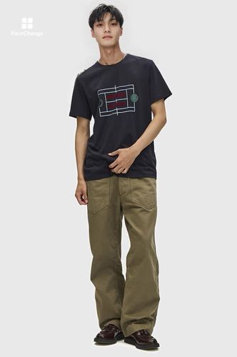 Tennis Court Graphic T-Shirt(M 608：NAVY): | FRED PERRY JAPAN