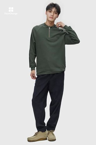 Dash Taped Zip Neck Polo Shirt(S X89：COURT GREEN): | FRED PERRY