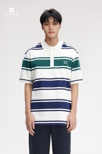Relaxed Striped Polo Shirt(S 129：SNOW WHITE): | FRED PERRY JAPAN
