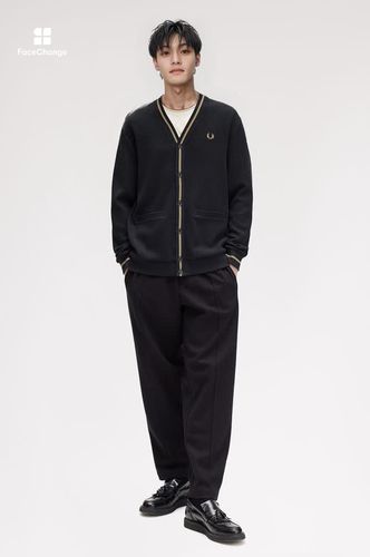 Tipped Pique Texture Cardigan(M Z68：SHADED STONE / DARK PETROL