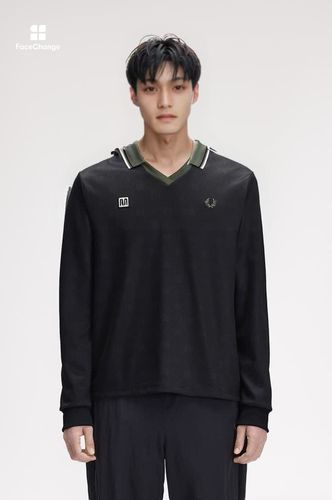 Meyba Printed Long Sleeve Polo Shirt(M 102：BLACK): | FRED PERRY