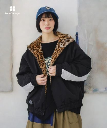 153647：キノコ×レオパード柄リバーシブルブルゾンの通販-ScoLar