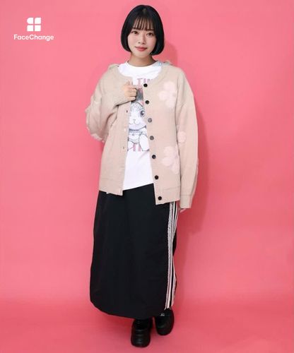 153732：2WAYお花サガラ刺繍ジャガードニットカーディガンの通販-ScoLar