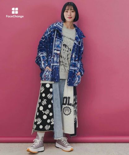 153734：ランダムバンダナ柄 双面フランネルブルゾンの通販-ScoLar