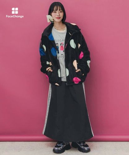 153735：カラフルドット柄 双面フランネルブルゾンの通販-ScoLar