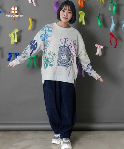 153781：ポップ柄リメイク風ミニ裏毛プルオーバーの通販-ScoLar