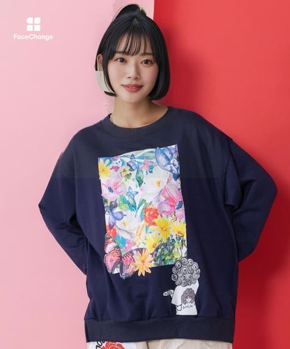 Scolar スカラーちゃんの夕食柄レイヤード風配色プルオーバー ScoLar（スカラー） トレーナー スウェット スカラーちゃんの夕食柄