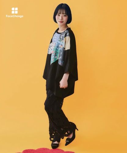 162673：総柄大花コラージュ アシメプルオーバーの通販-ScoLar