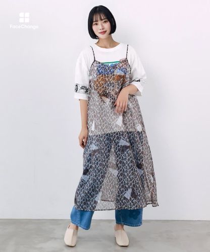 162719：3柄展開 ボイルガーゼシアーワンピの通販-ScoLar
