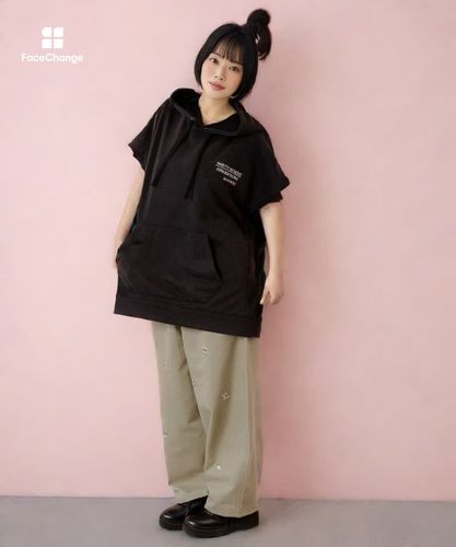 353106：魚屋さんとネコ柄 ケミカル加工ノースリーブパーカーの通販-ScoLar