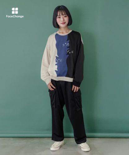 353116：ネコバイカラー切替プルオーバーの通販-ScoLar