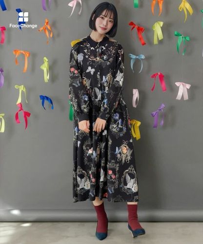 553282：ヴィンテージ風額縁柄シャツワンピースの通販-ScoLar