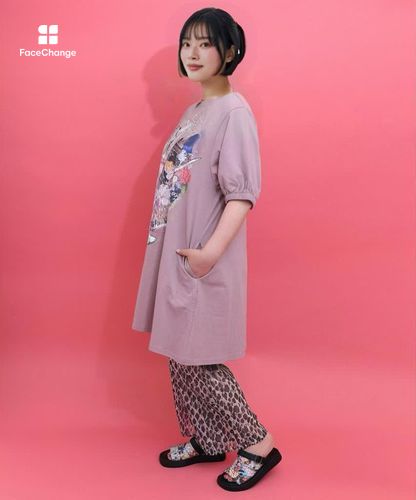 562243：深海のコンサート柄 袖ギャザー入りチュニックの通販-ScoLar