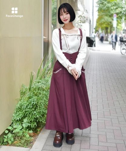 サス付プチローズ刺繍スカート | axes femme online shop